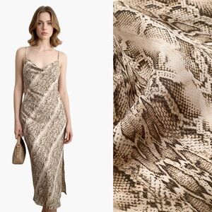 Dress Forum Snakeskin Animal Print Reptile Midi Slip Dress Draped Minimalist S